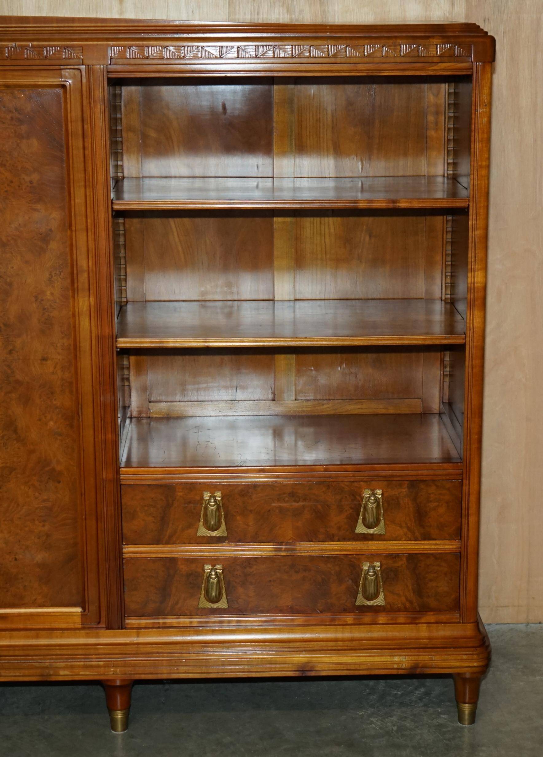 Art Nouveau library in burr walnut by Léon Jallot