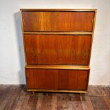 Mid century retro vintage teak stacking bookcase