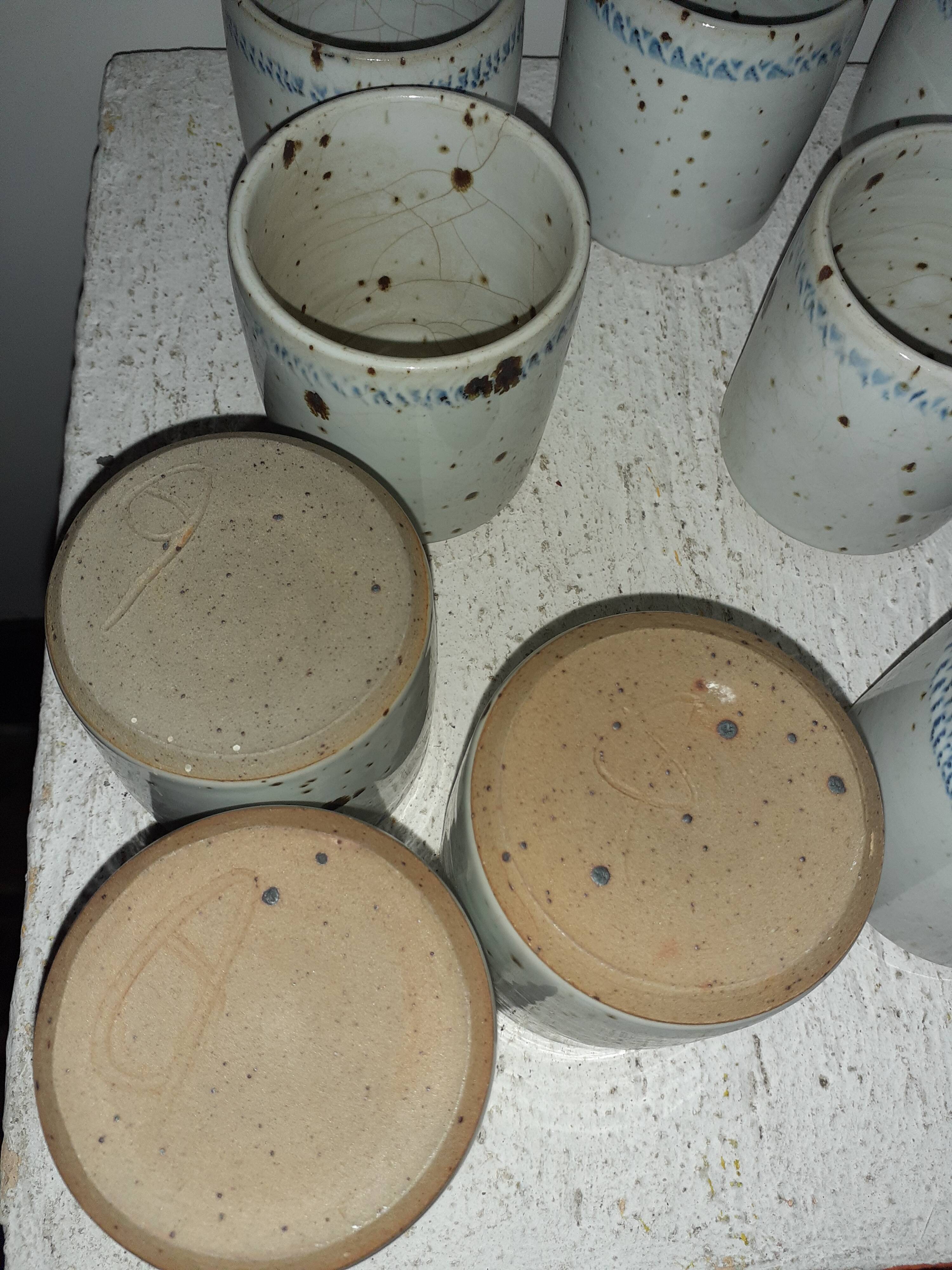 10 cups in enamelled pyrity stoneware