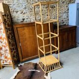Vintage rattan and glass shelf