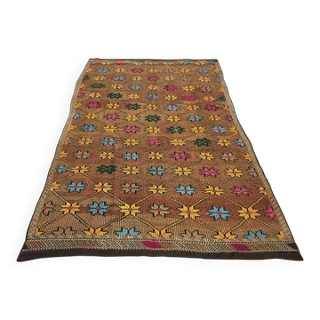 Tapis anatolien vintage géométrique Oushak