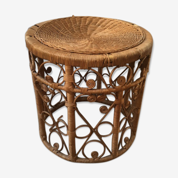 Peacock vintage rattan side table