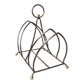 Vintage steel and brass magazine rack – 1980s