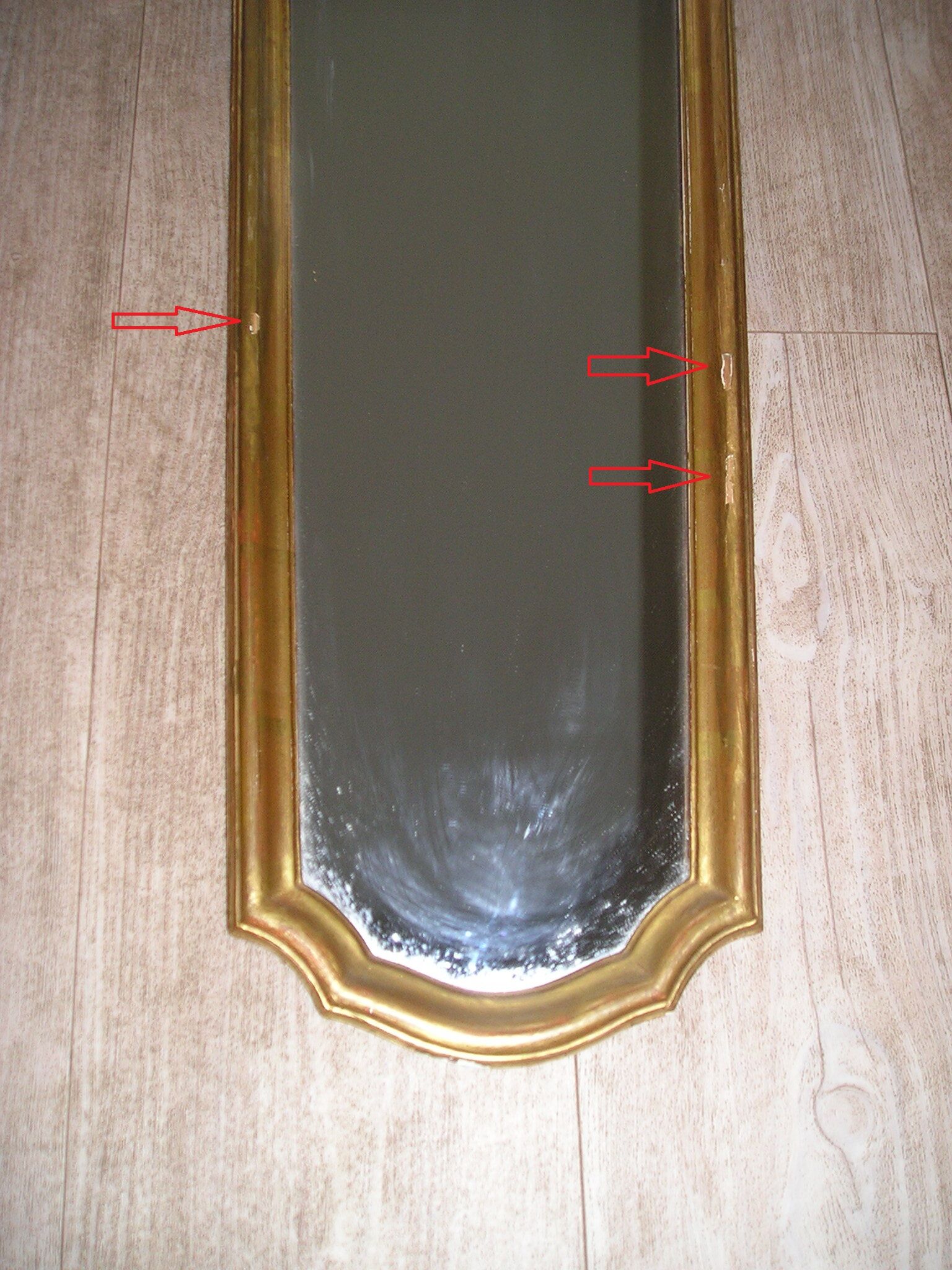 70s gilded wooden mirror 31x100cm
