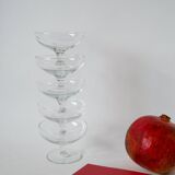set of 5 engraved crystal champagne glasses 1950 9 x 6.5 cm