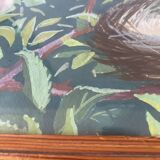 Acrylic drawing and varnished wooden frame