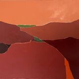 Abstract landscape tableau from Provence – Luberon – oil on canvas signed Miche