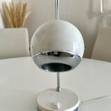 Italian adjustable eyeball lamp in chrome and opaline, 1970s.