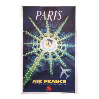 Affiche Air France Paris, Arc de Triomphe, Place de l'Etoile , P.Baudouin 1947