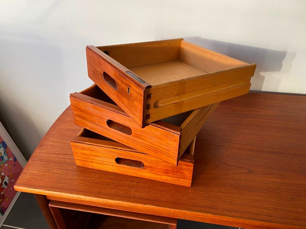 Scandinavian desk teak danish design 3 vintage drawers from the 60s