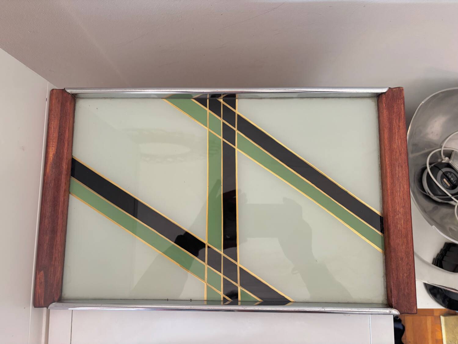 Plateau Art Déco vert menthe italien 1930