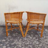 2 vintage cane rattan armchairs