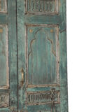 Old indian door green piece and patina of origin 120x20x200cm