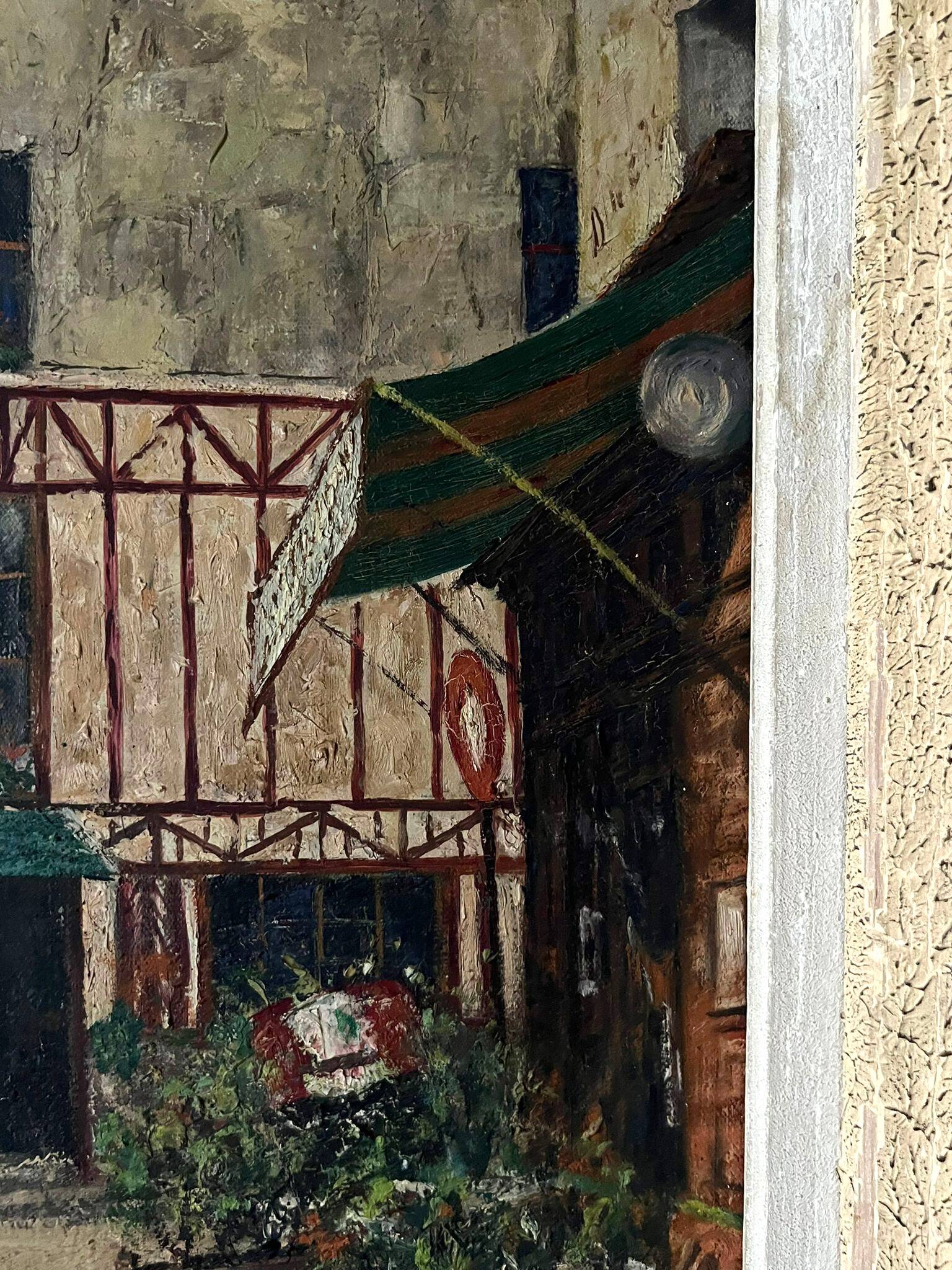 Oil painting on canvas 'Parisian street' CH Chanoy 1953 School of Paris