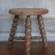 Vintage stool, old wooden stool, tripod stool