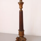 Empire period torch candle holder in bronze tripod base with lion's claws