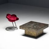 Table basse brutaliste en acier, France, années 1970