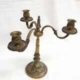 old Candlestick with 3 branches, Bronze Candlestick