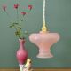 Suspension abat-jour vintage en opaline rose