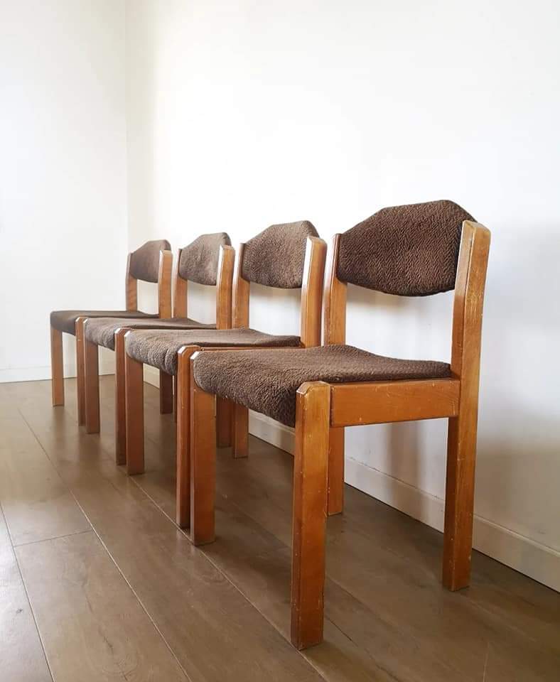 Set of 4 fabric chairs 60s