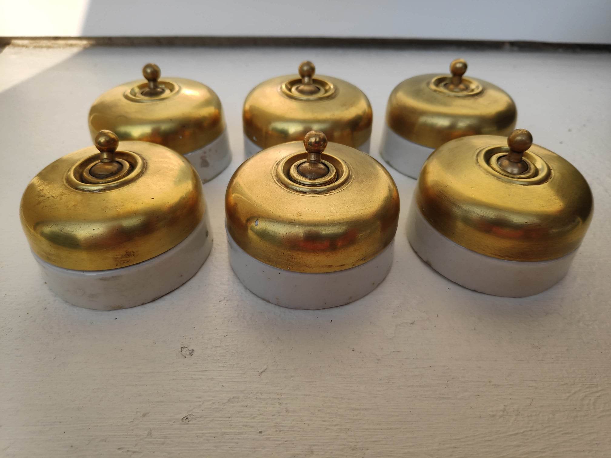 Old brass/ceramic switch lot