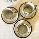Stoneware teapot and its 3 cups, 1970s