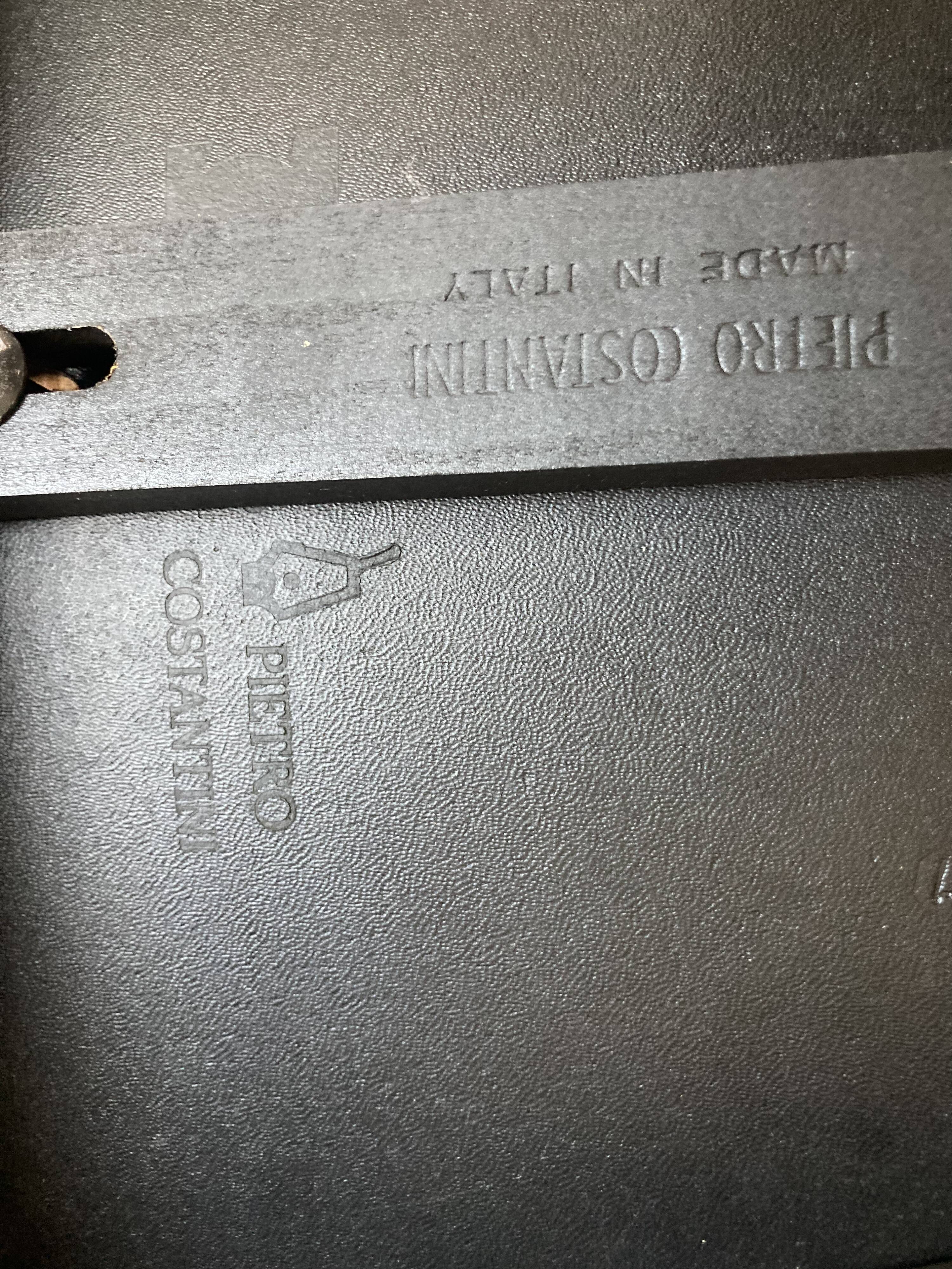 Set of 4 chairs black leather Pietro Constantini Italy 1970