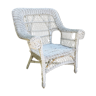 Vintage white rattan children's armchair