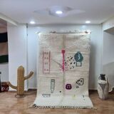 Modern Moroccan Beni Ourain Rug – Hand Woven Wool Rug with Abstract and Minimal Design