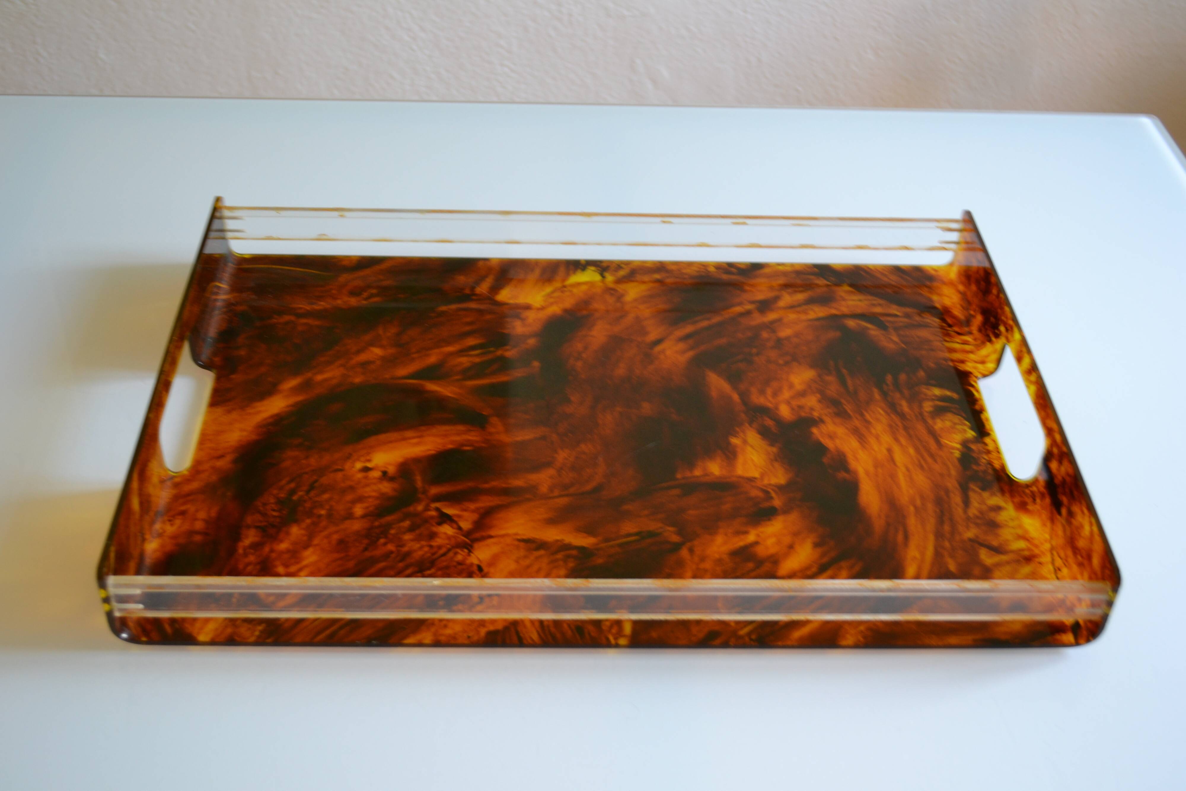 Acrylic plateau with tortoiseshell pattern Jansen Mercier Willy Rizzo