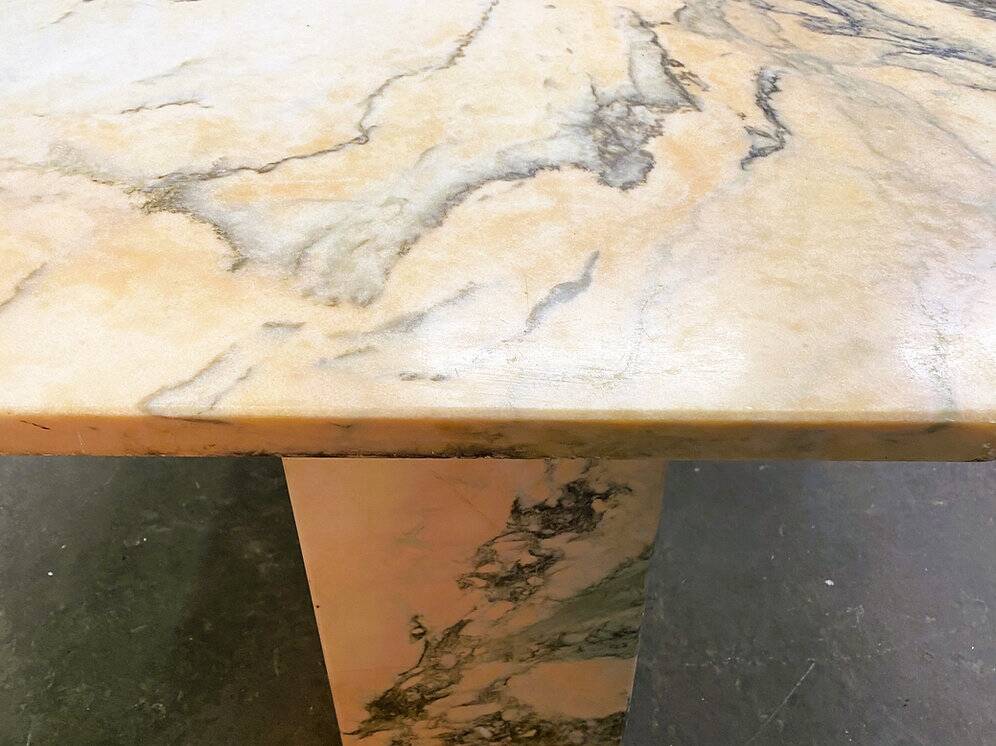 Blush pink octagonal Italian marble dining table 1970s - Italian stone dining table