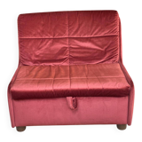 Scandinavian convertible sofa bed, 1-seater, in burgundy velvet with polka dots, 1930s