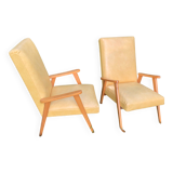 Vintage 60s yellow Scandinavian armchairs