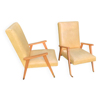 Vintage 60s yellow Scandinavian armchairs
