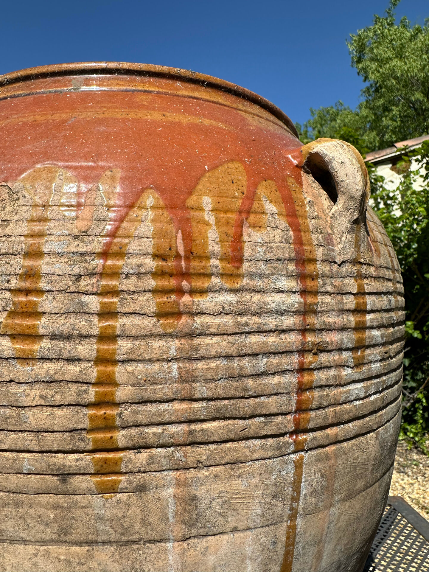 Ancient terracotta pottery jar from the 20th century