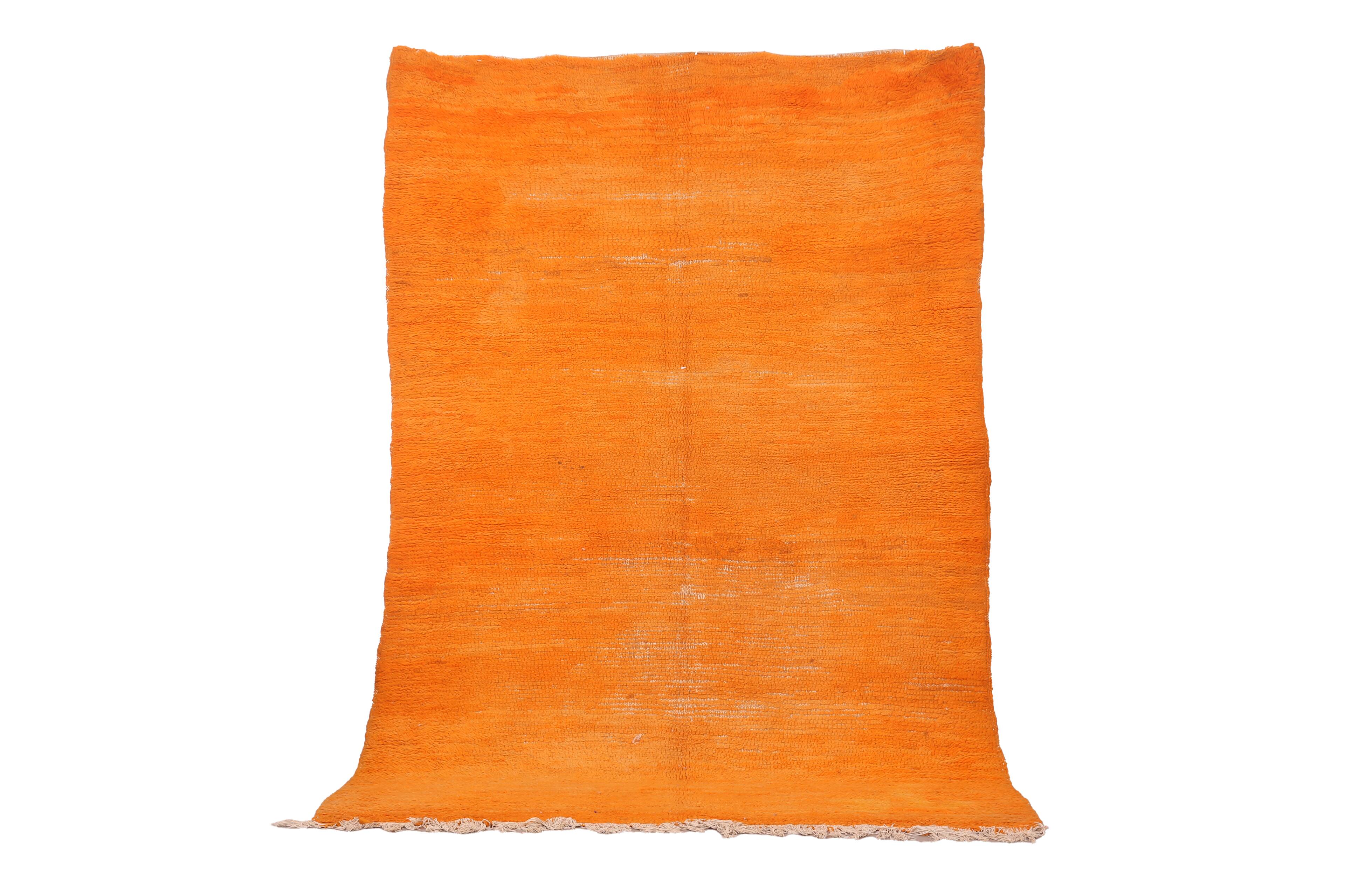Tapis marocain vintage orange 174 x 255 cm - Tapis en laine berbère - Tapis fait main