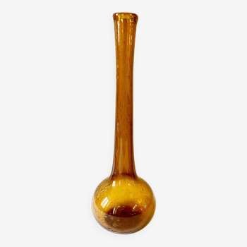 Vase soliflore en verre bullé de Biot, années 1950