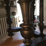 Table Henri II black patina, bleached oiled tray