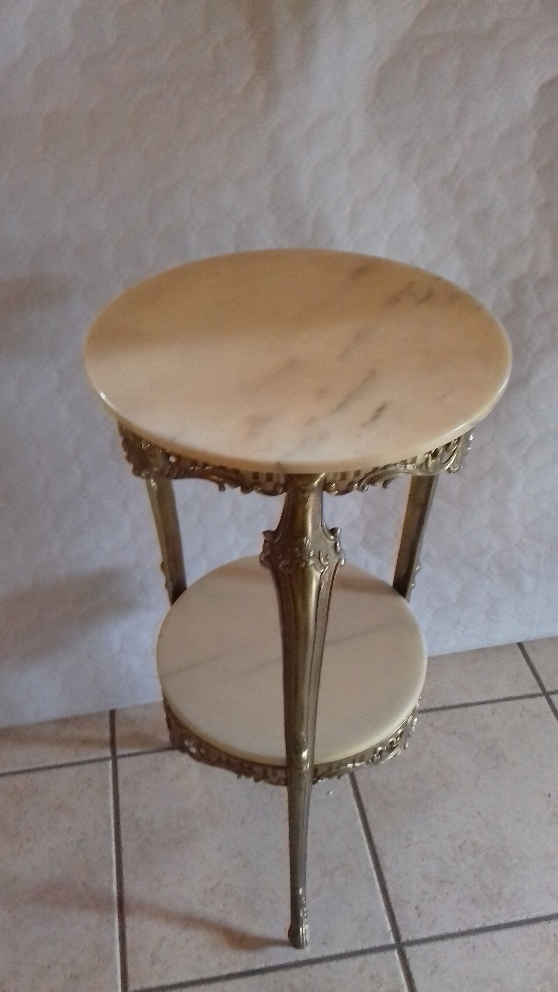 End table marble double trap