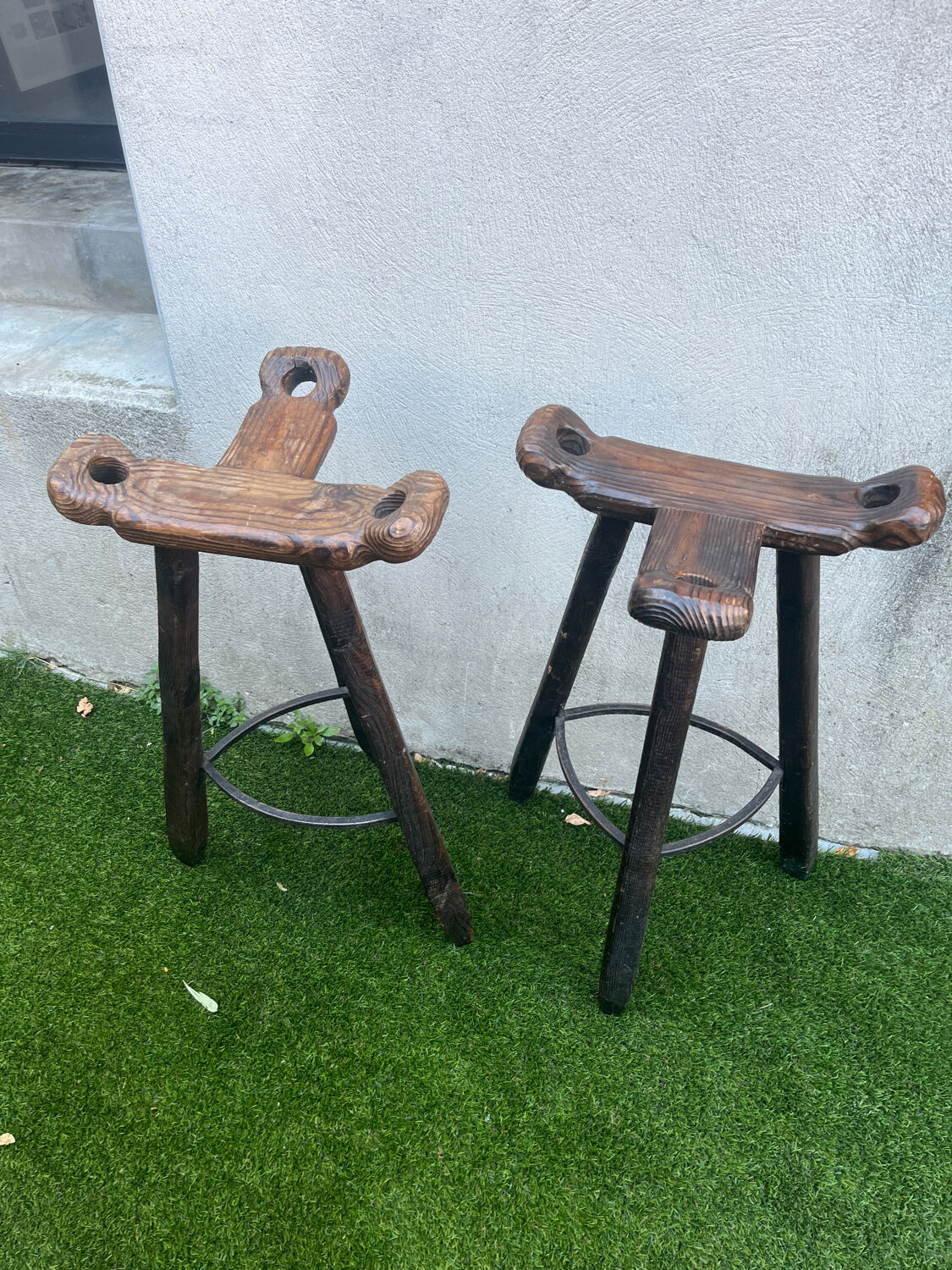 2 Brutalist "Marbella" bar stools, Confonorm Spain, 1960s