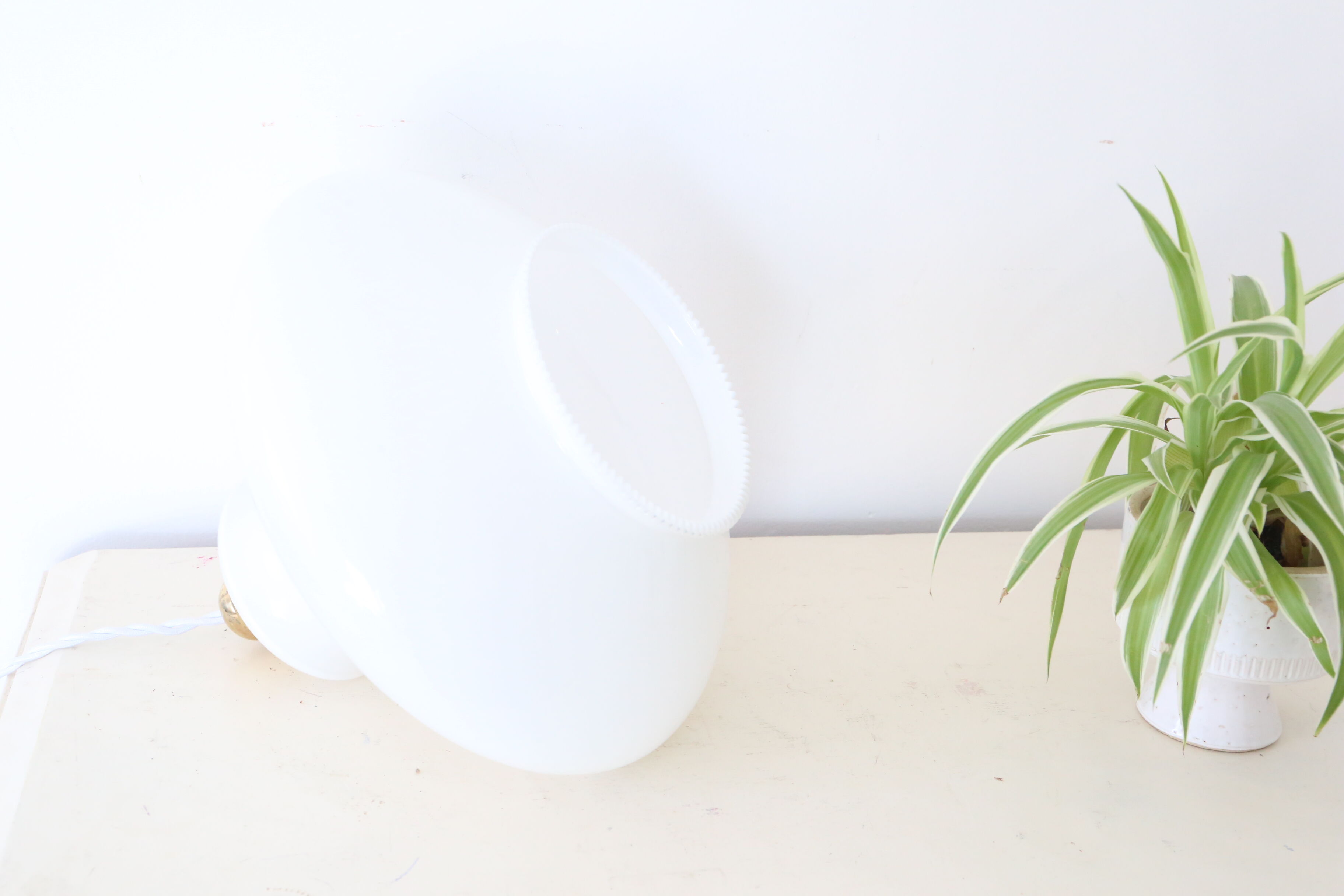 Opaline suspension with serrated edge, vintage