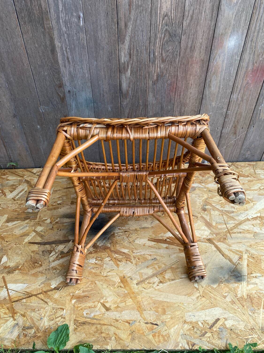 Children's Armchair Shell Antique Rattan 60s Vintage #C574