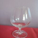 Lot 4 unsigned chiseled crystal cognac glasses