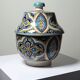 Large ancient jobana from Fes in polychrome faience, Morocco 20th century.