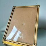 Cadre photo vintage en métal doré 25,5 cm x 23 cm verre convexe