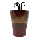 Mid-century Modern style brown artistic ceramic vase, Gabriele Bucci Italy