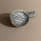 Silver-Plated Pineapple Bowl, 1960s Vintage Saladier in Metal, Tropical Centerpiece