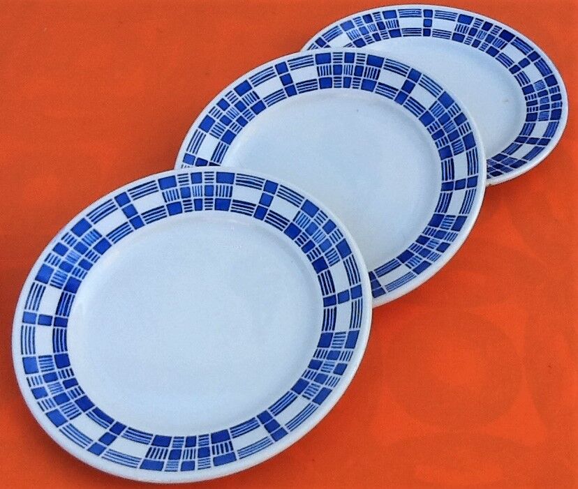 Suite de 6 assiettes plates Art Déco des années 30-40  F.B (Badonviller Fenal Frères)