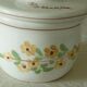 Earthenware water butter dish with vintage Italian floral decor