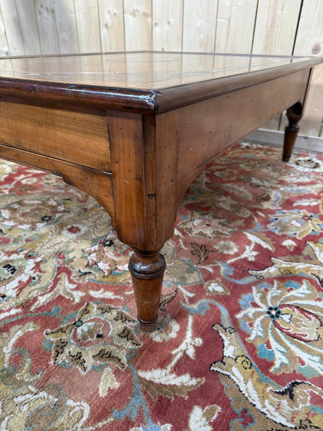 Coffee table – French classic style – Cherry, oak, marble